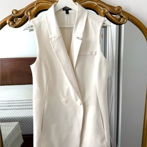 Express Ivory Sleeveless Blazer Vest